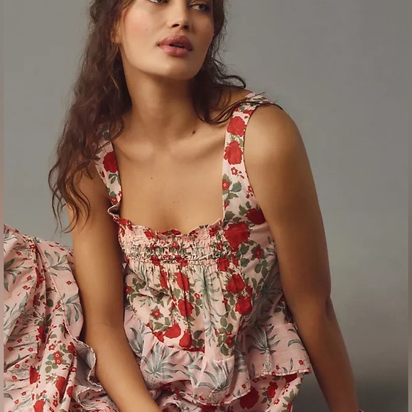 Maeve Tops - Maeve Pink Floral Smocked Tank Top